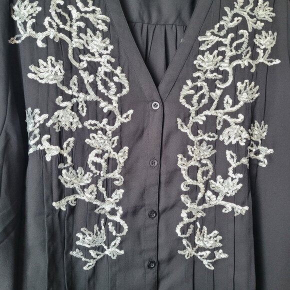 Roamans Plus Size Sequin Tunic Top - Picture 2 of 9